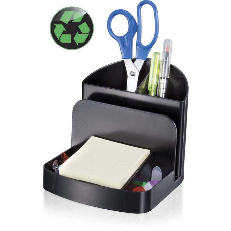 Officemate Recycled Deluxe Desk Organizer, Black (26022) 5" x 5.4" x 6.8" - Image 2